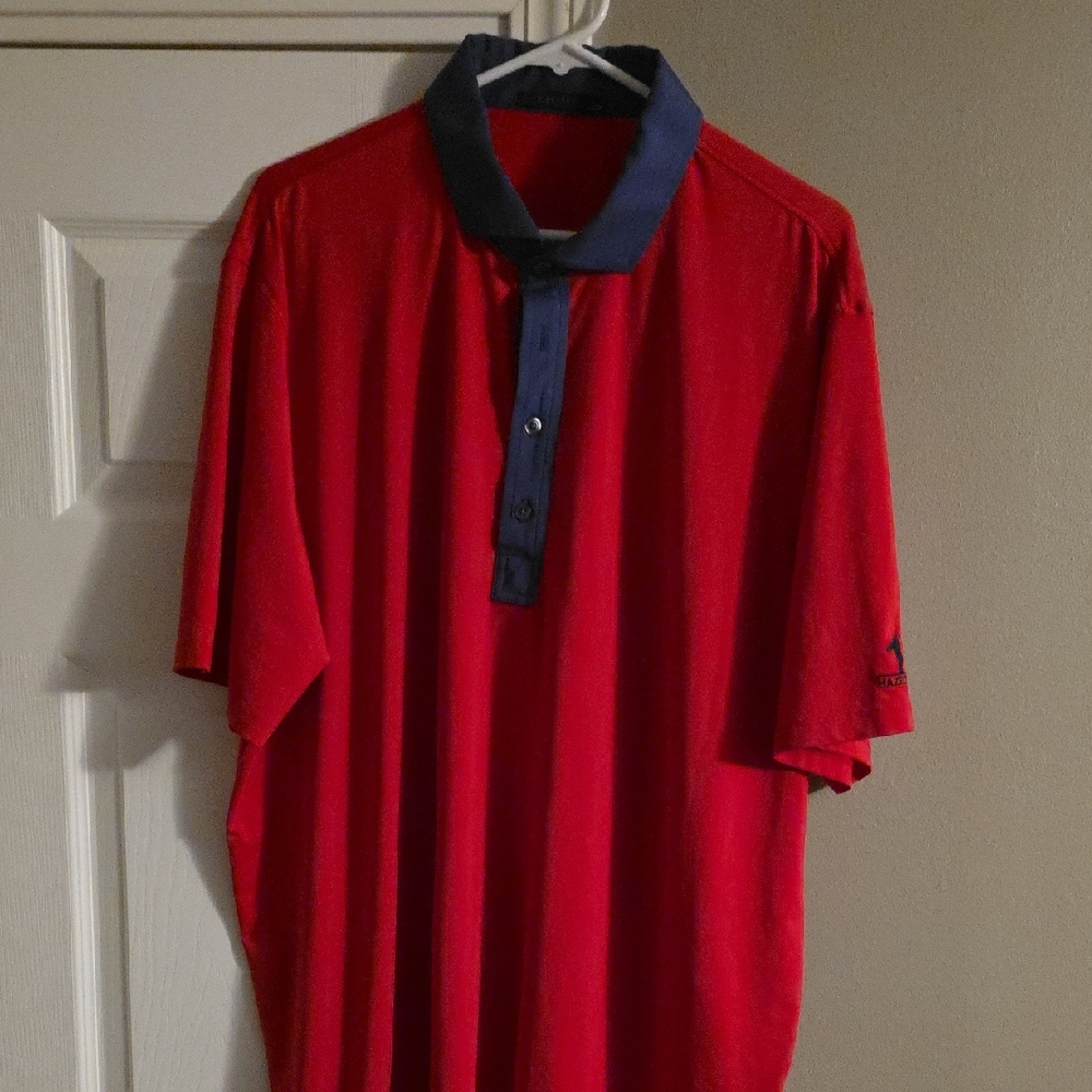 Greyson Red Polo Shirt with Navy Collar